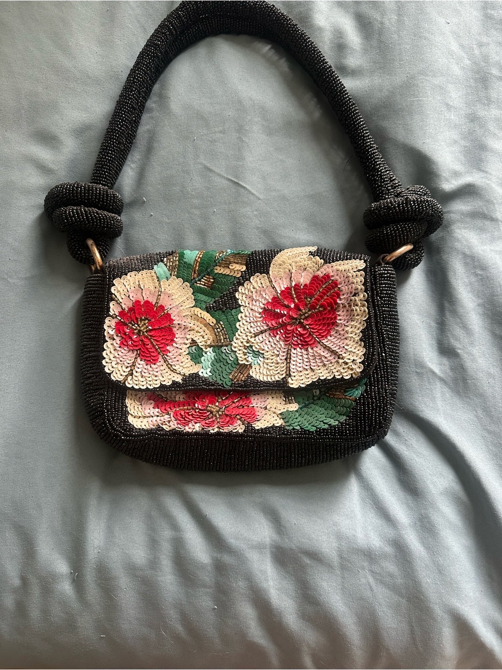 ANTHROPOLOGIE BEADED FLOWER PURSE